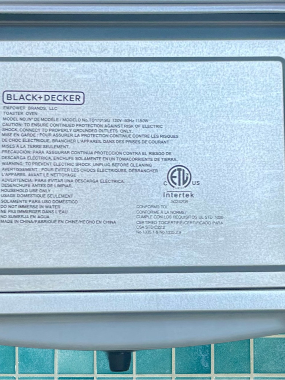 NEW BLACK+DECKER 4 Slice Toaster Oven Stainless Steel TO1701SG - Picture 14 of 15